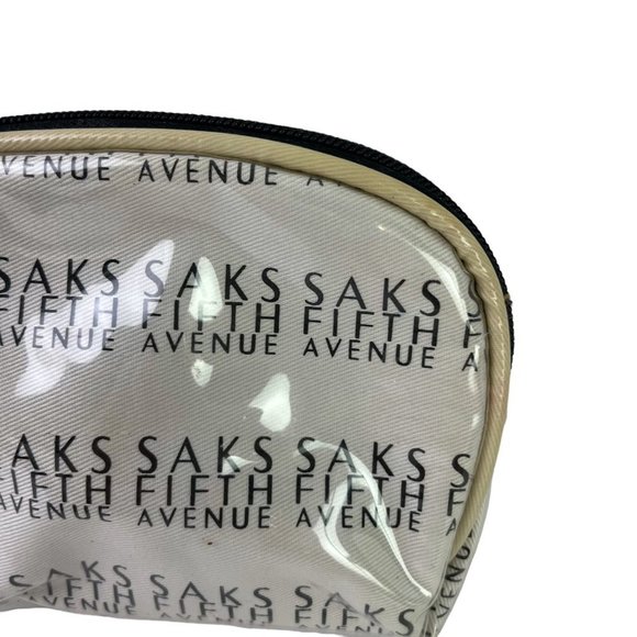 Saks Fifth Avenue Logo Full Zip Coin Purse Plastic Full Zip Cosmetic Bag Tote - Picture 3 of 16